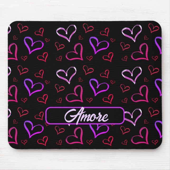 Mousepad Amore Red E Purple Hearts (Frente)