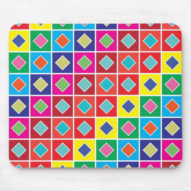 Mousepad amostras de cores quadradas de diamante (Frente)