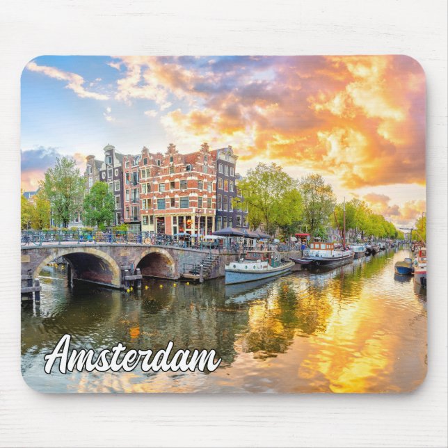Mousepad Amsterdã, Holanda, Ao Pôr do Sol (Frente)