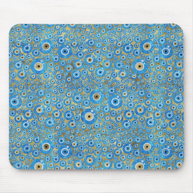 Mousepad Amuleto de vidro azul grego do olho mau (Frente)