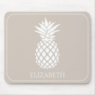 Mousepad Ananás branco de pré-disquete em bege