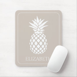 Mousepad Ananás branco de pré-disquete em bege