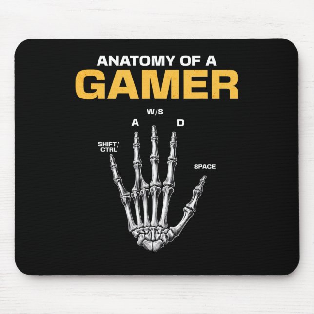 Mousepad Anatomia De Um Esqueleto De Jogador Mão Engraçado  (Frente)