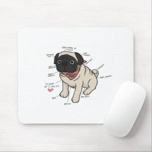 Mousepad Anatomia Do Gráfico De Cães Pug