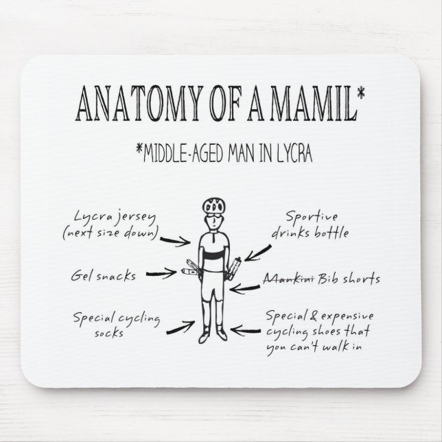 Mousepad Anatomia engraçada de um design de MAMIL (Frente)