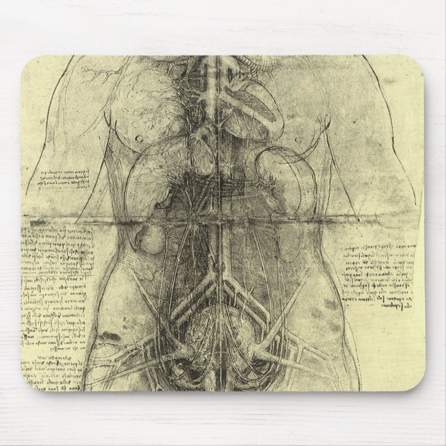 Mousepad Anatomia Humana de Leonardo da Vinci, Torso Femini (Frente)
