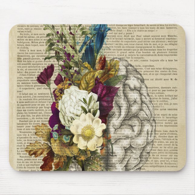 Mousepad anatomia médica floral do cérebro (Frente)