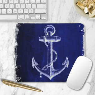 Mousepad âncora azul marinho náutica do costeiro da praia