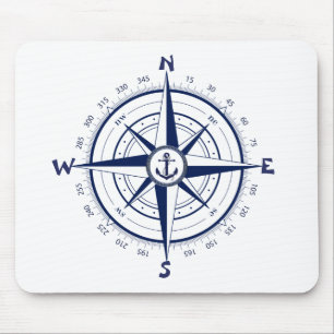 Mousepad Âncora Náutica, Compass Náutico, Círculo Celul