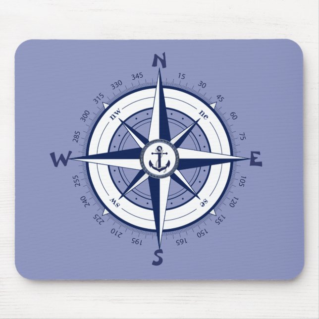 Mousepad Âncora Náutica, Compass Náutico, Círculo Celular (Frente)