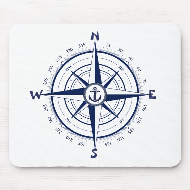 Mousepad Âncora Náutica, Compass Náutico, Círculo Celular (Frente)