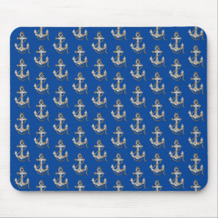 Mousepad âncora náutica de prata com corda