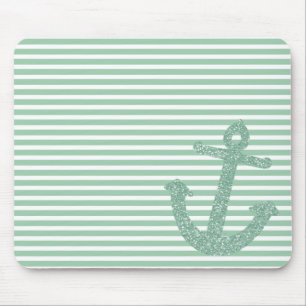 Mousepad Âncora Náutica Girly Mint Glitter