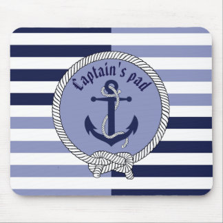 Mousepad Âncora náutica/nó de mar/Capitão/listras