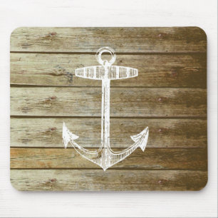 Mousepad Âncora náutica no gráfico de madeira