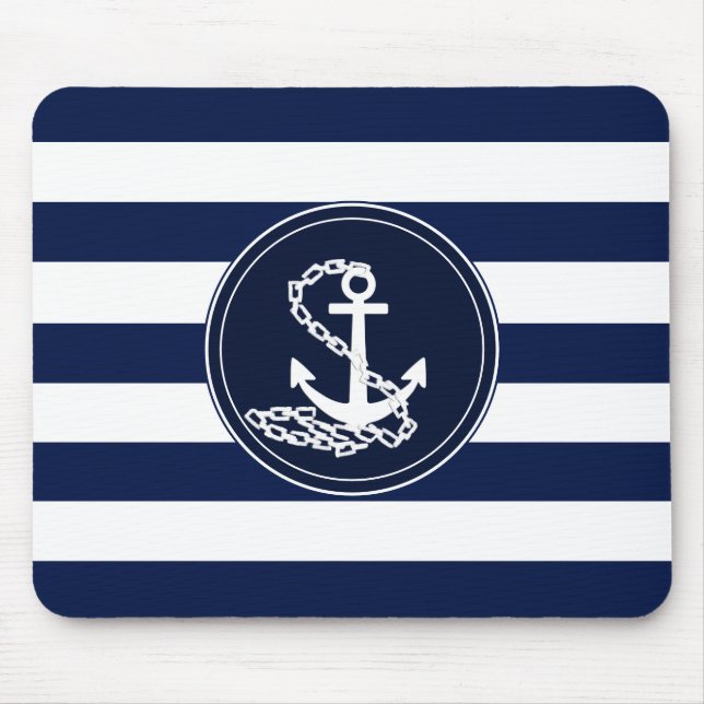 Mousepad Âncora No Marinheiro Das Bandas Náuticas Azul E Br (Frente)