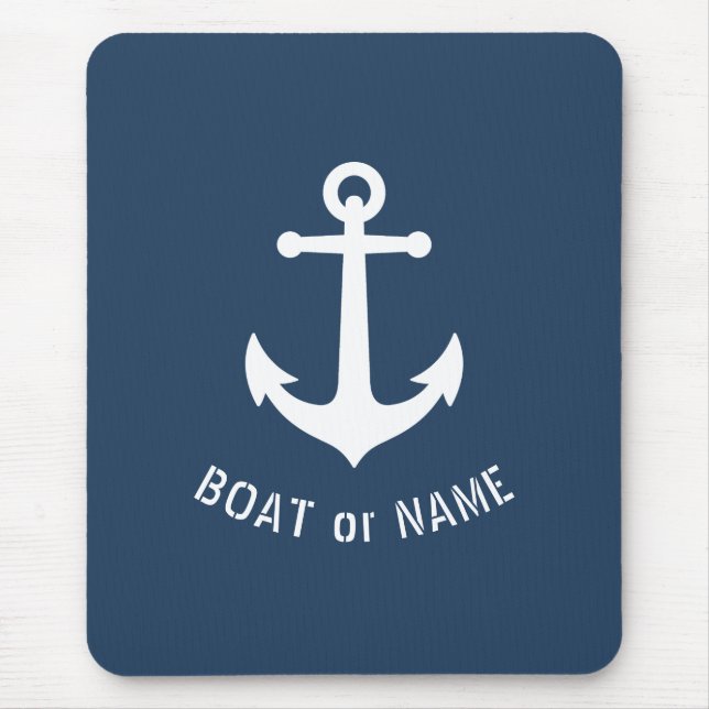 Mousepad Ancoragem náutica do seu barco ou nome azul (Frente)