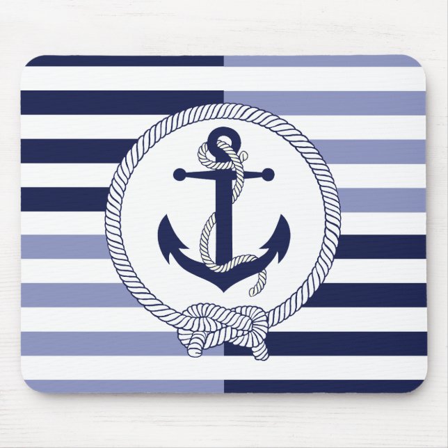 Mousepad Ancoragem Náutica/Nó de Seaman/Nome personalizado, (Frente)