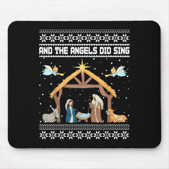 Mousepad And The Angels Did Sing Nativity Christian Ugly Ch (Frente)