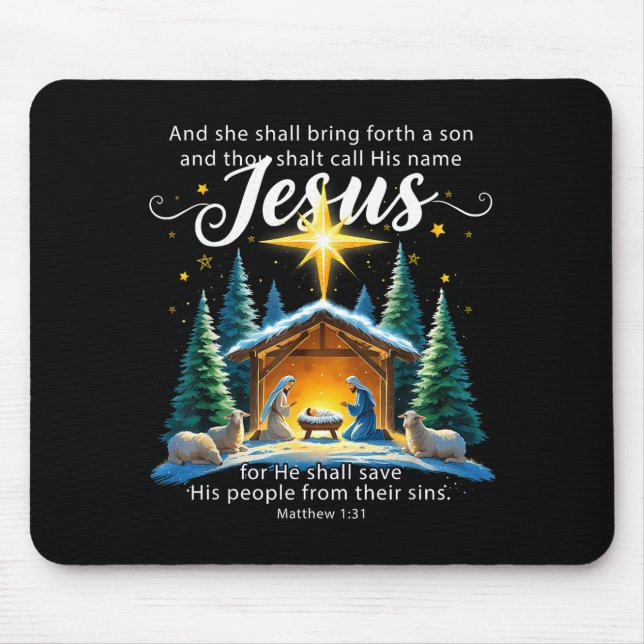 Mousepad And Thou Shalt Call His Name Jesus Nativity Christ (Frente)