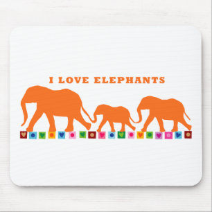 Mousepad Andando de Elefantes Laranja