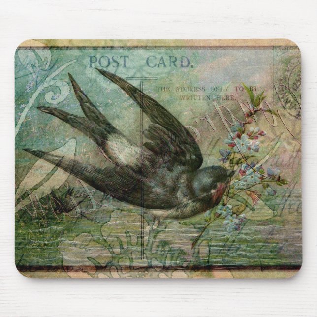 Mousepad Andorinha com flores (Frente)