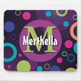 Mousepad Anéis de Círculos Vibrantes Púrpura Retropersonali