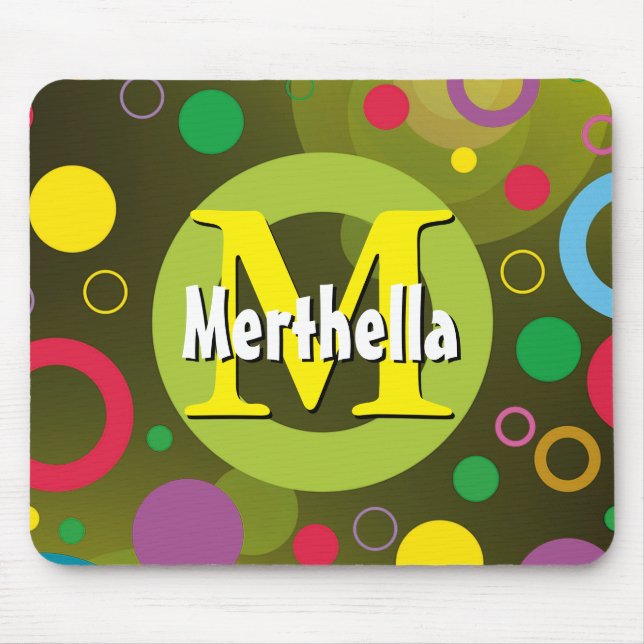 Mousepad Anéis de Círculos Vibrantes Verdes Personalizados  (Frente)