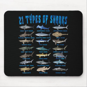 Mousepad Anéis De Tubarões 21 Tipos De Tubarões
