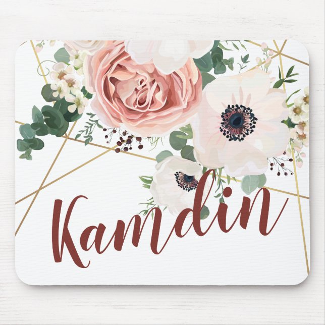 Mousepad Anemo de Rosa de Jardim Geométrico do Pad do Mouse (Frente)