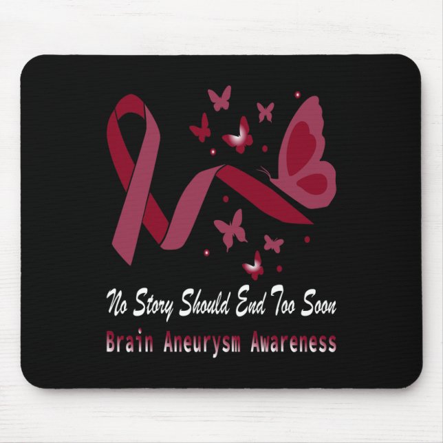 Mousepad Aneurisma Cérebro Consciência Borboleta Borgonha B (Frente)