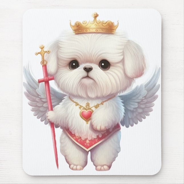 Mousepad Angel maltesa Puppy, amantes de cães maltes e dono (Frente)