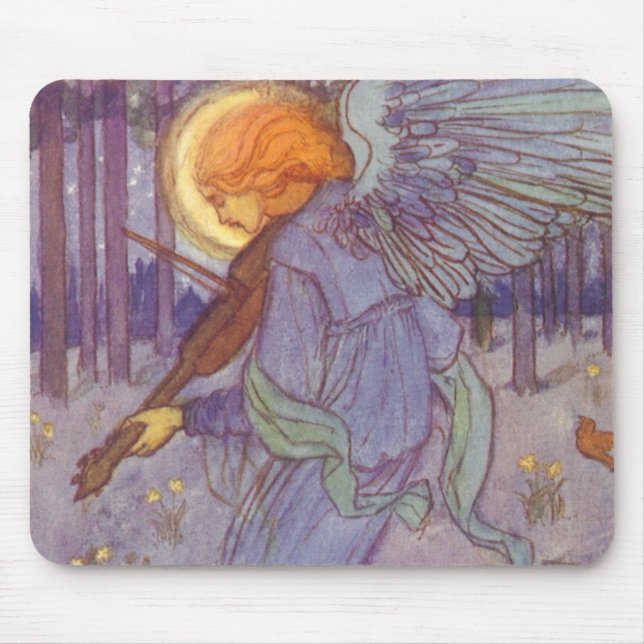 Mousepad Angel Musical Tocando Violino, Música Vintage (Frente)