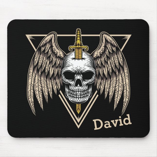 Mousepad Angel Wings, Caveira e Espada (Frente)