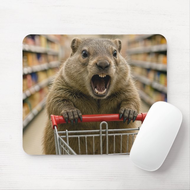 Mousepad Angry Groundhog Grocery Shopper (Com mouse)