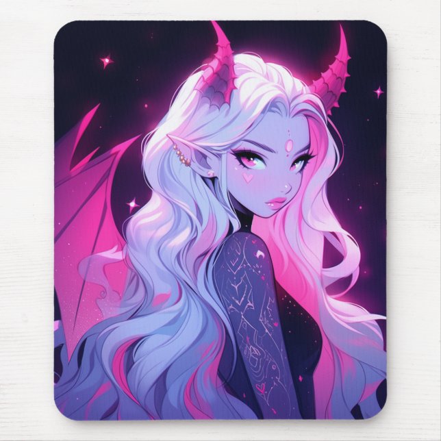 Mousepad Anima Rosa Quente Sucubus Koakuma Pequeno Diabo (Frente)