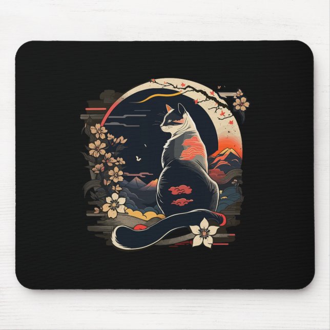 Mousepad Animação de Gato Kawaii Homens Retro Japoneses Mul (Frente)