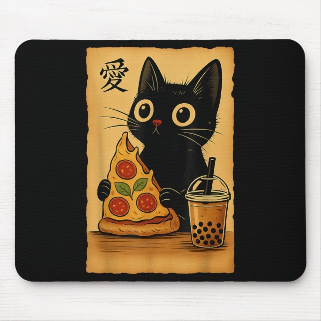 Mousepad Animação Kawaii Japonês Pizza Cat A Chá Cat Comend (Frente)
