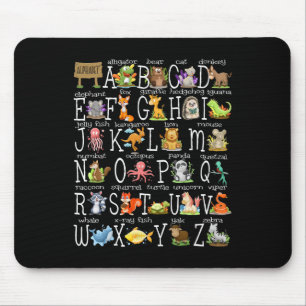 Mousepad Animais Alfabeto De Volta à Escola Pré-k Jardim de