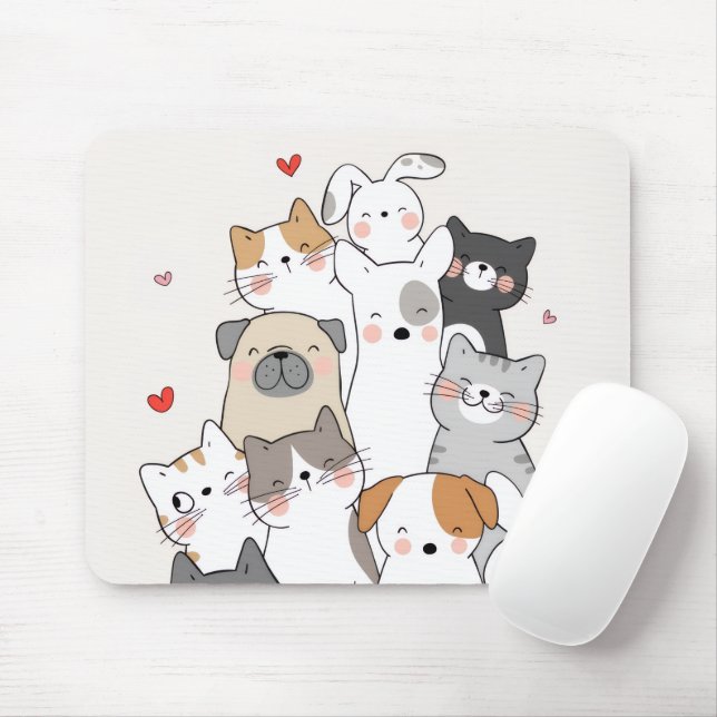 Mousepad animais bonitos (Com mouse)