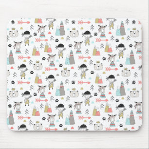 Mousepad Animais bonitos da floresta & teste padrão indian