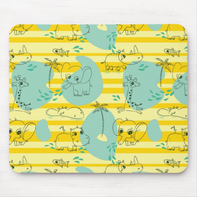 Mousepad Animais bonitos que jogam com água 2 (Frente)