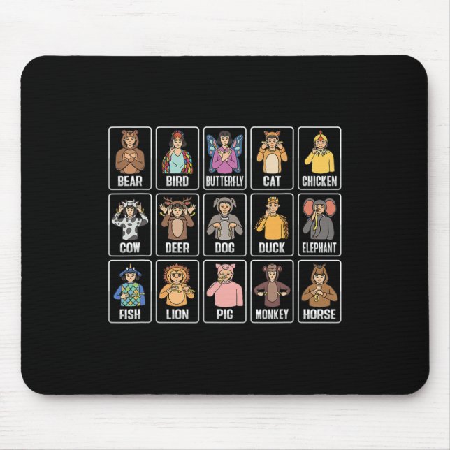 Mousepad Animais com cicatrização à mão Animais surdos com  (Frente)