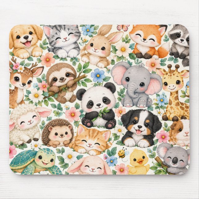 Mousepad Animais da Floresta Fofa Almofada de Rato (Frente)
