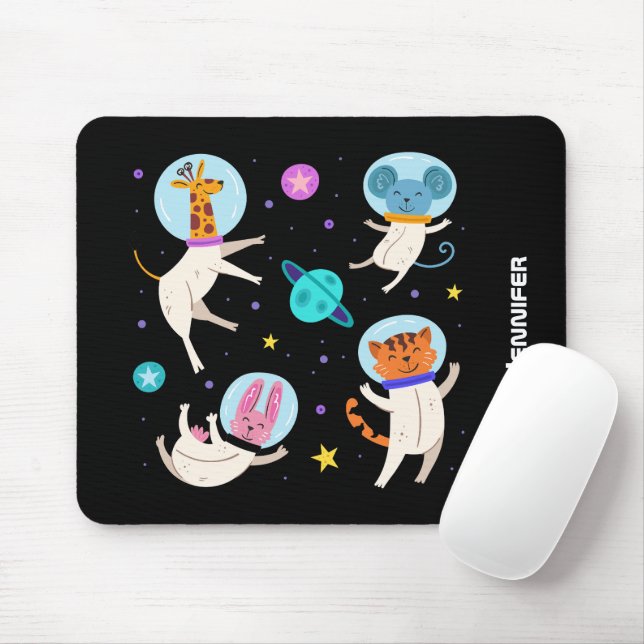 Mousepad Animais de Astronauta Cuta Flutuando no Espaço (Com mouse)