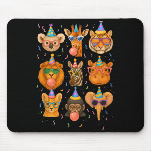 Mousepad Animais de Festa Fofos Aniversário Vida Selvagem Z