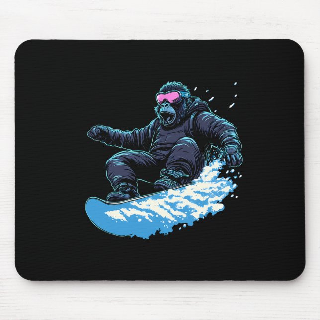 Mousepad Animais De Snowboard - Gorila Num Snowboard Snowb (Frente)