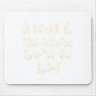 Mousepad Animais do Ano Novo Lunar Feliz 12 Signos do Zodía