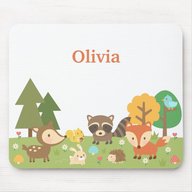 Mousepad Animais e Criaturas Fofos da Floresta Silvestre (Frente)