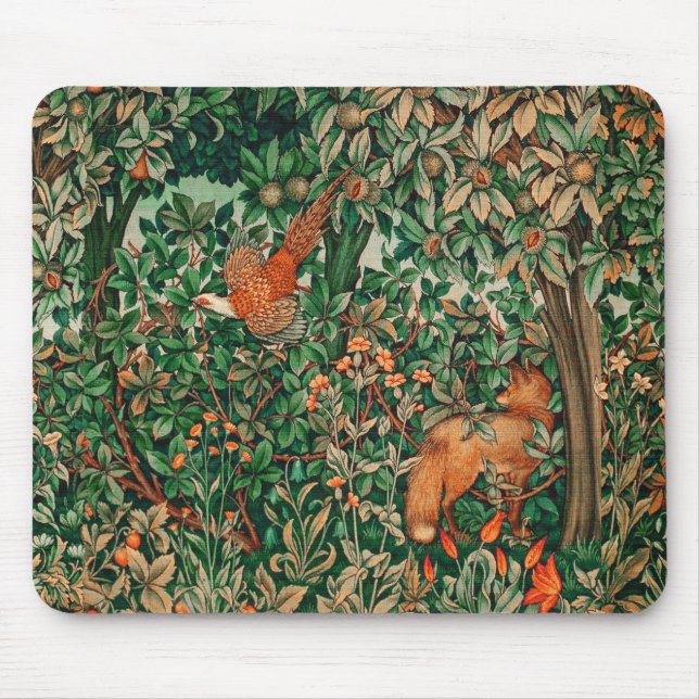 Mousepad ANIMAIS FLORESTAIS Faisão, Raposa Vermelha, Floral (Frente)